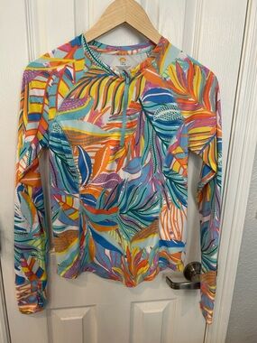 C&C California Multicolor Tropical Zip-Front Rash Guard